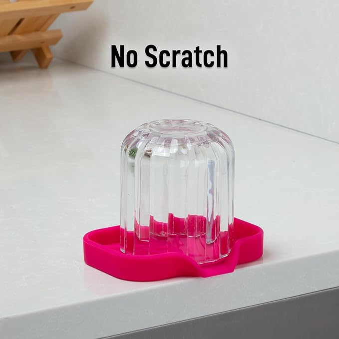 Zulay Kitchen Small Silicone Sponge Holder (4.9x3.3”) – Space-Saving Sink Organizer Tray for Sponge, Soap, Brush & More – Compact Non-Slip Dish for Kitchen & Bathroom (Dragon Fruit)