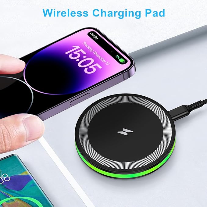 Wireless Charger Samsung Fast Wireless Charging Pads Cell Phone Wireless Chargers Cargador inalámbrico para 2 Pack for Android Samsung Galaxy S26 S25 Ultra S24 S23 S22, iPhone 17 Pro Max Air 17 16 15
