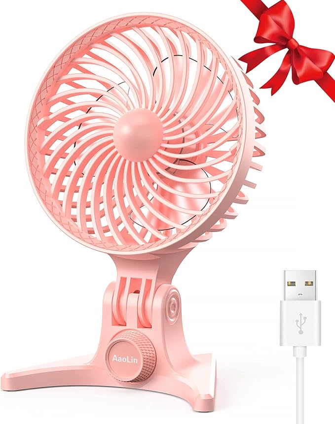 USB Desk Fan, Small Fans with CVT Variable Speeds, Strong Cooling Airflow, Quiet Portable, Desktop Mini Personal Table Fan for Room, Home,Office, Bedroom, Pink