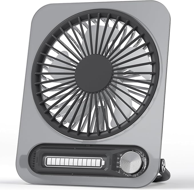 Small Desk Fan Battery Powred, Quiet USB Fans Transparency Style, Personal Travel Essential, Portable Mini Rechargeable Fan for Desktop,Home,Office,Dorm, Clear+Gray