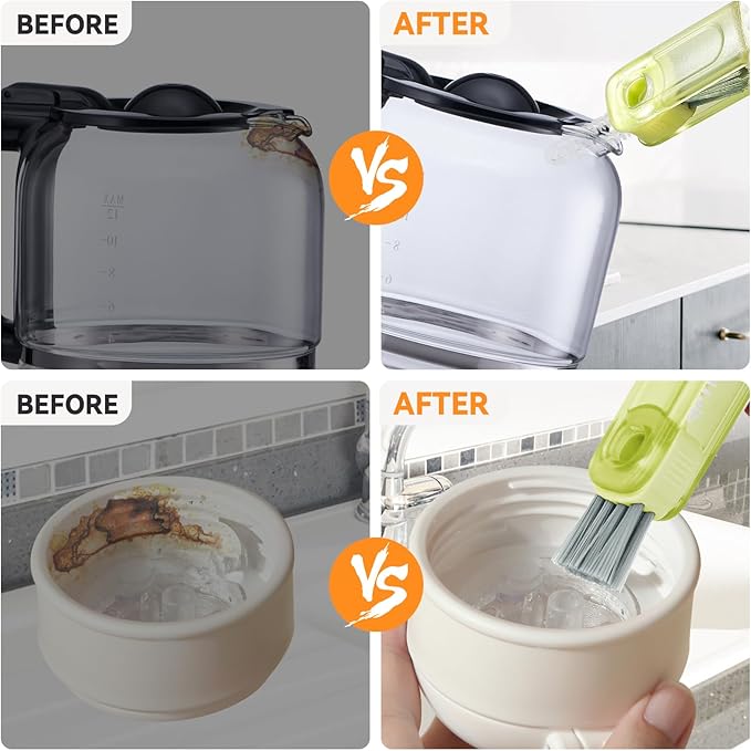 3 in 1 Cup Lid Gap Cleaning Brush Set, Multifunctional Bottle Cleaning Brush, Silicone Cup Lid Gap Cleaner, Home Kitchen Crevice Cleaning Tools (Green)