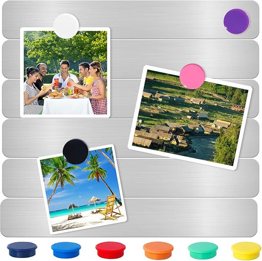Magnetic Board Frameless Stainless Iron Board Strips Magnetic Strips with Adhesive Backing Magnet Board Magnetic Bulletin Board Bar Memo Board with 10pcs Colorful Magnets for Home Office (6PCS)