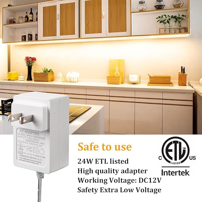 WOBANE Under Cabinet Lighting, 8PCS LED Strip Lights with Remote and 24W Adapter, Ultra Bright 240-LED Tape Light for Kitchen,Counter,Shelf,TV Back 2700K Warm White,Dimmable,Timing,Memory Function