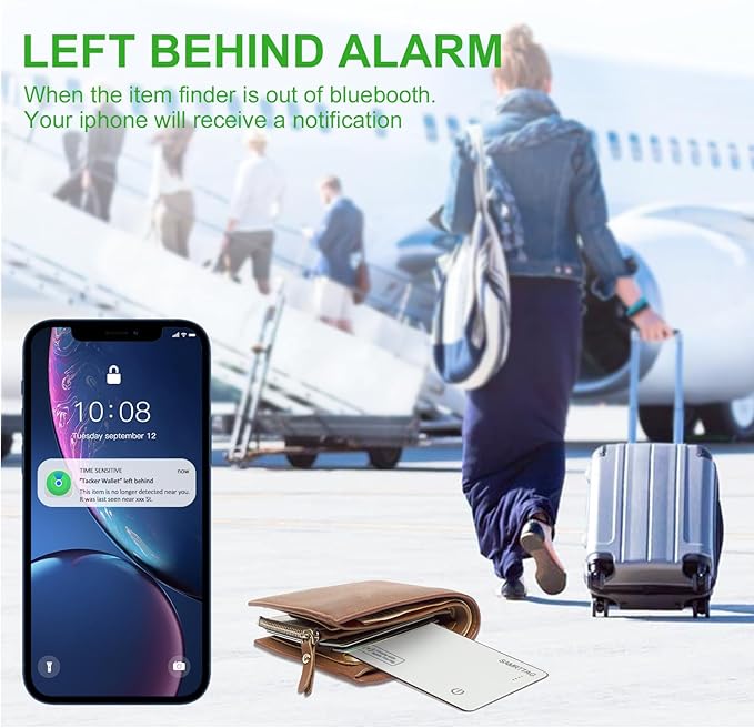 SMART LB Wallet Tracker Card Like Apple Air Tag Work with Apple Findmy(iOS only), Thin Wallet Finder with Wireless Charger(Not Include Charger), air Tags Card Tracker (White, Card)