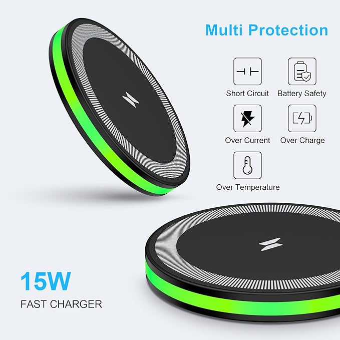 Wireless Charger Samsung Fast Wireless Charging Pads Cell Phone Wireless Chargers Cargador inalámbrico para 2 Pack for Android Samsung Galaxy S26 S25 Ultra S24 S23 S22, iPhone 17 Pro Max Air 17 16 15