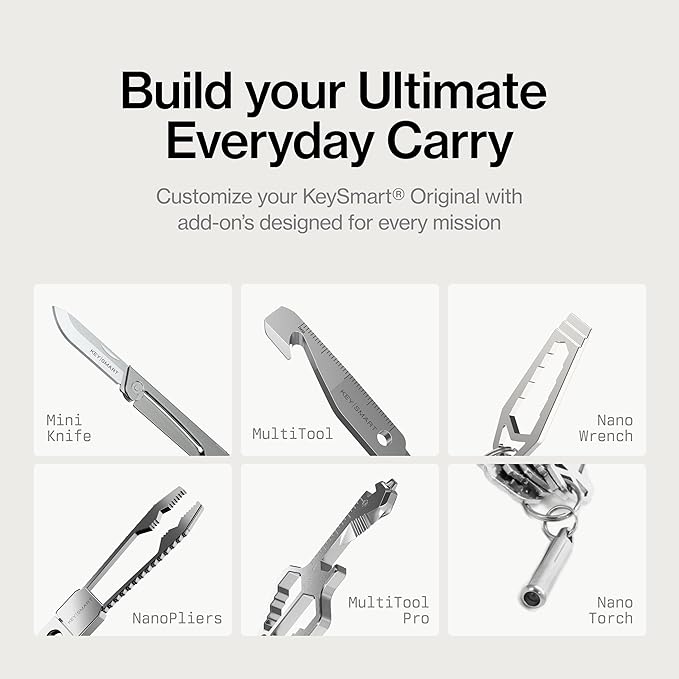 KeySmart Original Key Holder - Compact Key Organizer for Key Chain, Minimalist Clutter-Free EDC Keychains Key Ring, Blue, 14 Keys