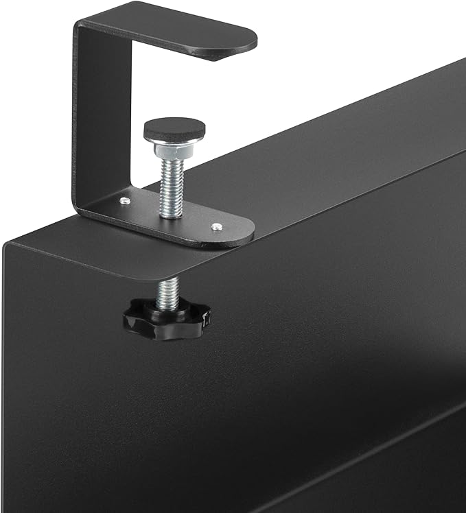 ZhiYo Steel 15.8in Cable Management Under Desk Tray, XL Clamp-On Under Table Cable Tray, No Drill Cord Hider Organizer for Desk, Wire Management Raceway, Black, W4.9in x H5.9in