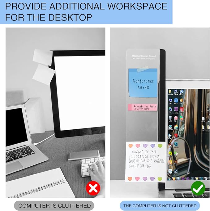 Office Desk Accessories 4pcs Multifunction Computer Monitor Memo Board - Transparent Computer Side Panel Memo Creative Monitor Side Panel Suitable for Office Home Desktop
