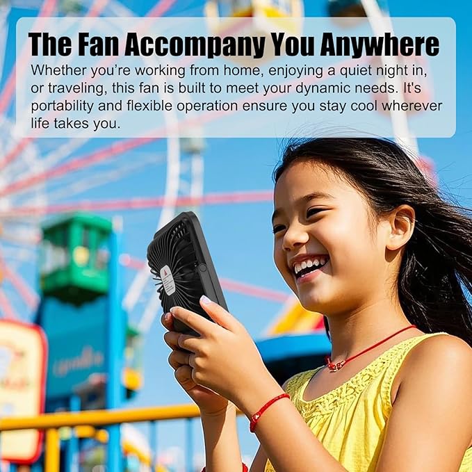 USB Rechargeable Fan with 4000mAh Battery Desk Fan 6.5" Portable Travel Fan Personal Fan 180°Foldable 6 Speeds 6 Hours Timer & Digital Display，Ideal Gifts for Office Home Camping