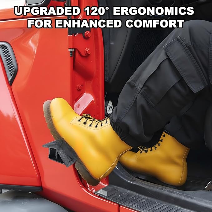 Timtin 2 Pack 120° Ergonomic Foot Pegs Compatible with Jeep/Wrangler JK/JKU/JL/JLU (2007-2026) JT (2020-2026) American Flag Foot Rest Non Slip Metal Exterior Door Off Hinged Pedal Without Drilling