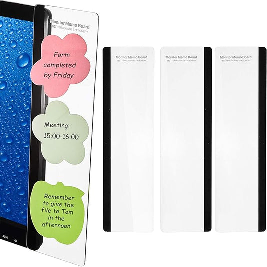 Zonon 4 Pieces Monitor Memo Board, Memo Boards for Computers Transparent Acrylic Monitor Side Panel Office Desk Accessories Desktop Computer Sticky Note Holder for Office Home Work Desk