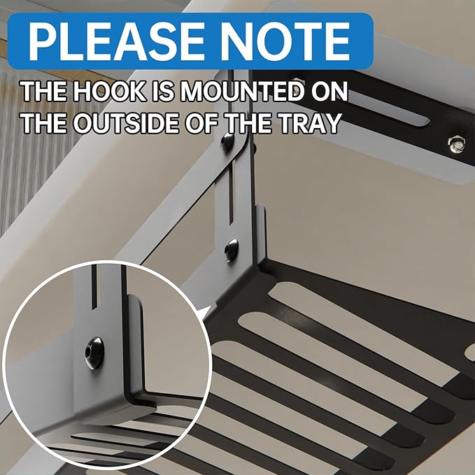 Under Desk Cable Management Tray, 17 in Metal Cable Tray Basket for Wire Management, Power Strip Holder, Cord Organizer, Wire Tamer for Home/Office Desk Cable Hider Black