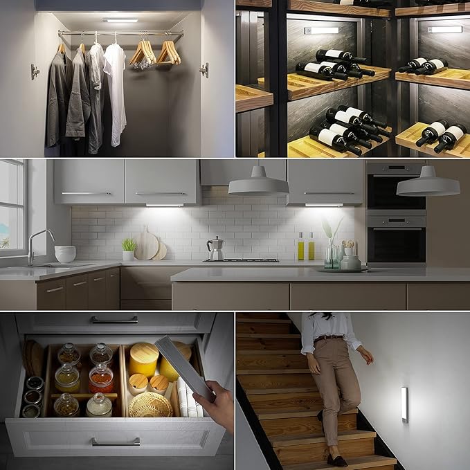 Under Cabinet Lights, Motion Sensor Closet Light, Rechargeable 1500mAh Battery Operated, 3 Modes 36 LED Lighting for Kitchen Counter Cabinet (1 Pack)