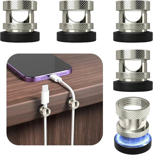 Maveek Magnetic Cable Holder Clips 6 Pack, Stainless Steel Magnet Cord Organizer Adjustable Wire Management For USB Charging Wires, Desk Office Car Dash Cam