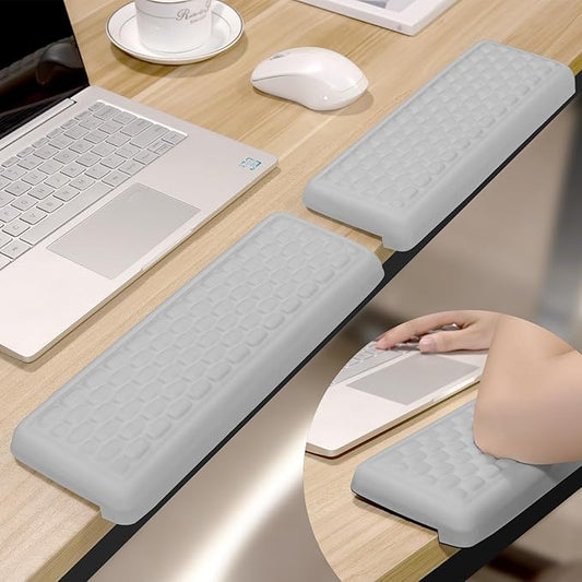 Rnivvi L-Shaped Desk Elbow Pad, 2-Pack Ergonomic Memory Foam Wrist Rest for Computer Keyboard, Office, Typing, Non-Slip Desk Edge Cushion Universal Fit, Forearm Rest Pad for Pain Relief Support, Gray