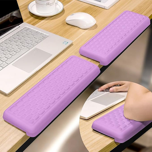 Rnivvi L-Shaped Desk Elbow Pad, 2-Pack Ergonomic Memory Foam Wrist Rest for Computer Keyboard, Office, Typing, Non-Slip Desk Edge Cushion Universal Fit, Forearm Rest Pad for Pain Relief Support,Purple