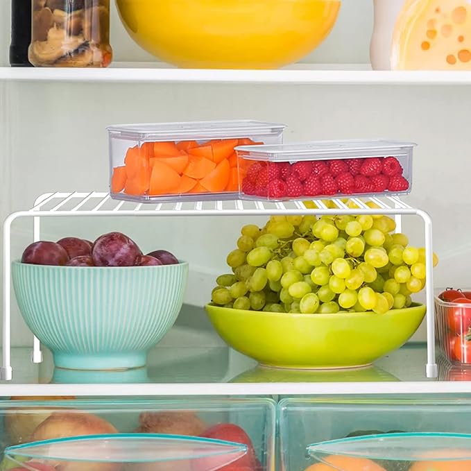 Orgneas Expandable Cabinet Shelf Organizer, Rustproof Metal Shelf Riser Kitchen Counter Storage Organizer Rack for Fridge, Cabinet, Pantry and Bathroom with Scratch Resistant Feet