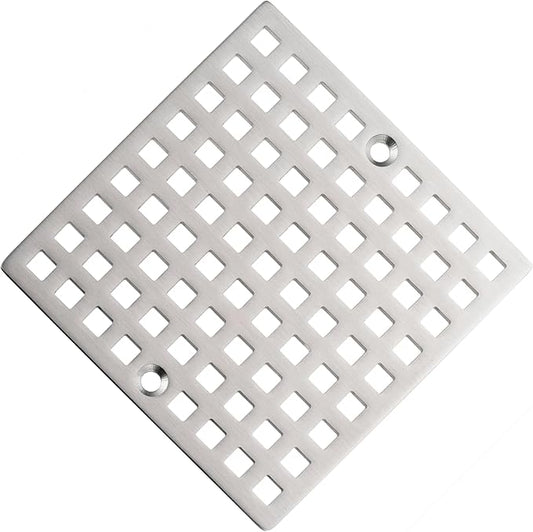 Square Shower Drain Cover, 4 Inch, SUS304 Stainless Steel, Hair Catcher Filter, Brushed Finish (Brushed Nickel)