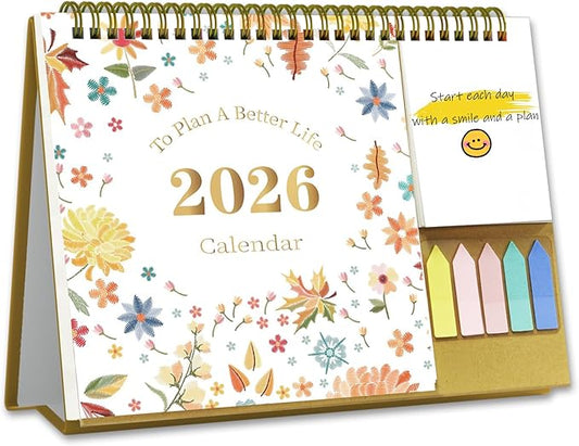 Small Desk Calendar 2026, Standing 2026 Desk Calendar, Jan 2026 to Dec 2026, 8" x 10", Monthly Flip Desktop Calendar with To Do List, Your Personal Desk Planner Orgazier with Pocket for Work Office