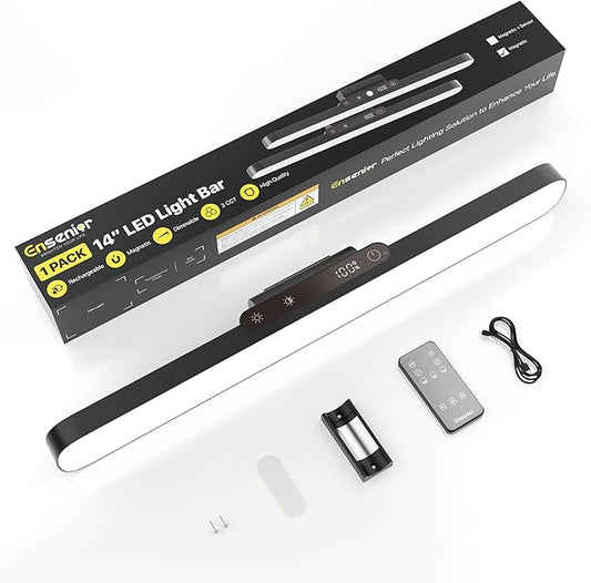 Under Cabinet Lights Wireless, Remote Control Rechargeable Light Bar with Timer, Magnetic LED Battery Operated Lights with Digital Display, Dimmable Touch Stick on Lights for Kitchen, Mirror 2500mAh