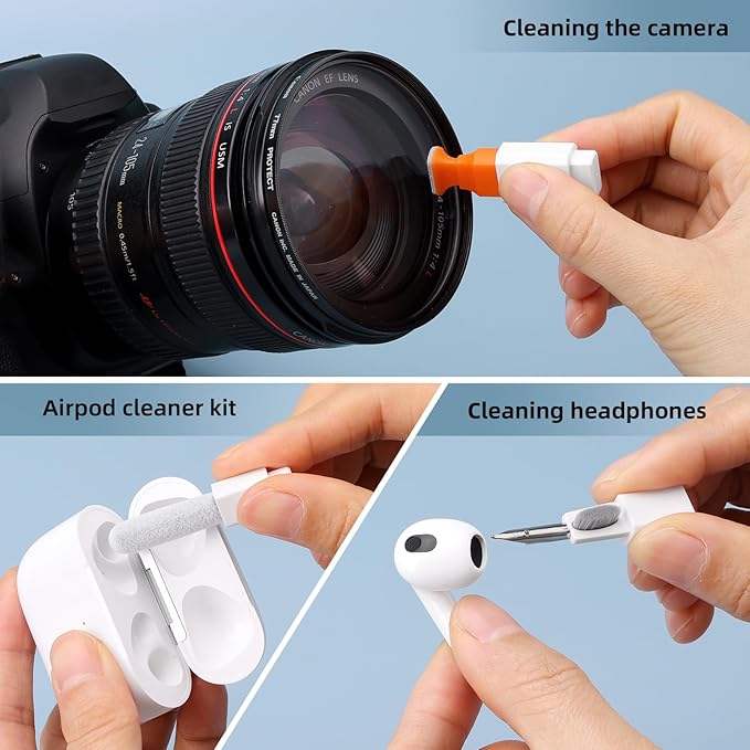 2 Pack Keyboard Cleaner Laptop Cleaning Kit, Computer Screen Cleaning Brush Tool x2, Multi-Function PC Electronic Cleaner Kit Spray x2 for iPad iPhone, Earbuds, Camera Monitor, All-in-one with Patent