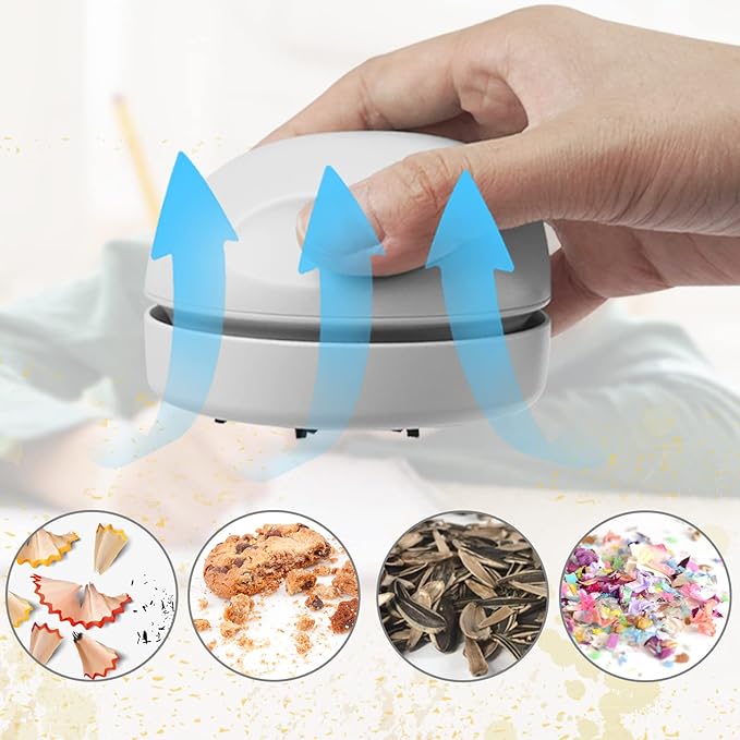 prowithlin Desktop Vacuum Cleaner USB Charging with Vacuum Nozzle Cleaning Brush, Detachable Design & Portable Mini Table Dust Vaccum Cleaners, Cleaning Dust, Crumbs, Piano, Computer, Car Etc(Gray)