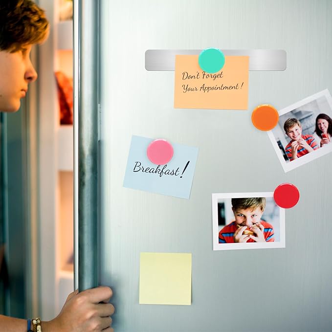 Magnetic Board Frameless Stainless Iron Board Strips Magnetic Strips with Adhesive Backing Magnet Board Magnetic Bulletin Board Bar Memo Board with 10pcs Colorful Magnets for Home Office (5PCS)