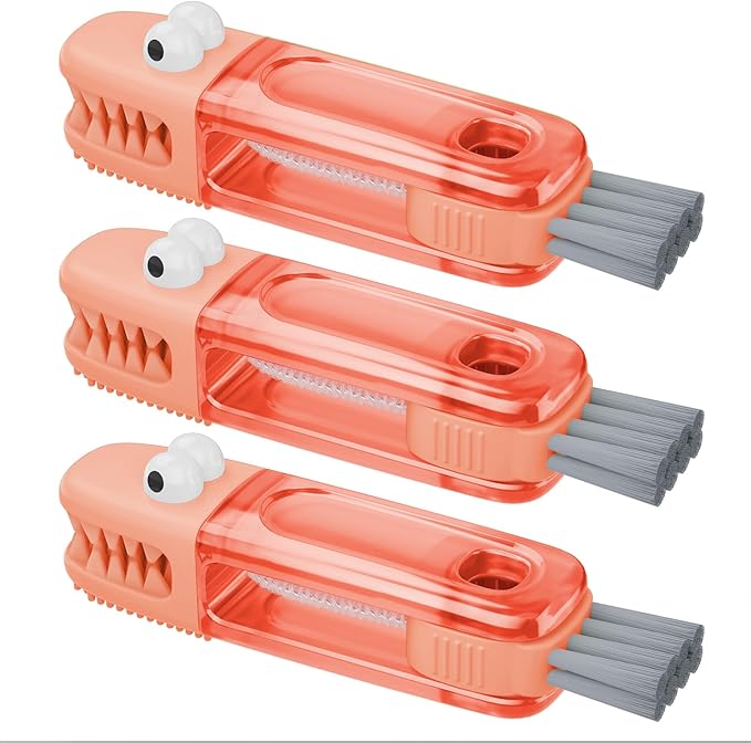 3 in 1 Cup Lid Gap Cleaning Brush Set, Multifunctional Bottle Cleaning Brush, Silicone Cup Lid Gap Cleaner, Home Kitchen Crevice Cleaning Tools (Red)