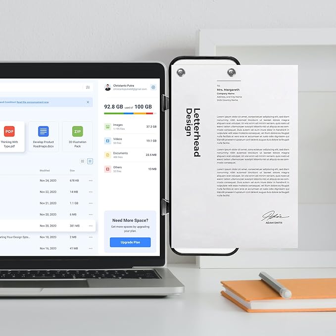 Removable Laptop and Monitor Memo Board,Dry Erase Whiteboard with Brackets, 4 Magnets and Marker,Document Holder for Typing, Paper Holder Stand, and Monitor Sticky Note Holder,Office Desk Accessories