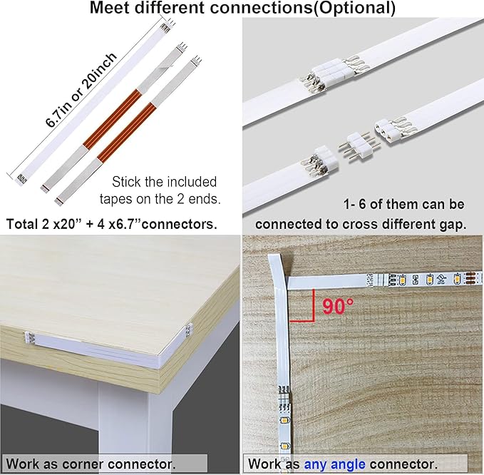 WOBANE Under Cabinet Lights, Kitchen LED Lighting Kit, 8 PCS 20inch LED Strip Light Bars with 24W Plug, RF Remote, Dimmable for Under Counter, Cupboard, Shelf, Showcase, Desk 6500K White,1900LM,13ft