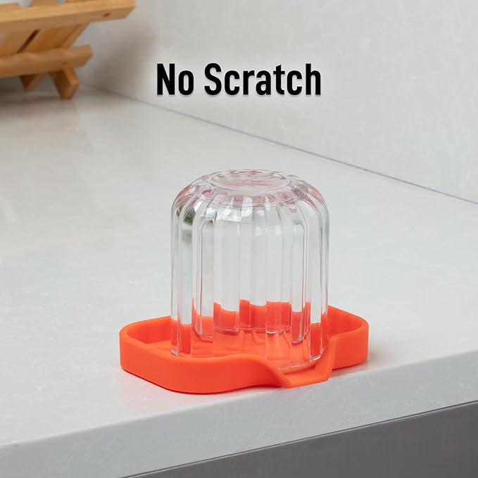 Zulay Kitchen Small Silicone Sponge Holder (4.9x3.3”) – Space-Saving Sink Organizer Tray for Sponge, Soap, Brush & More – Compact Non-Slip Dish for Kitchen & Bathroom (Orange)