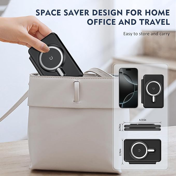 Wireless Charger iPhone - 3 in 1 Charging Station for Apple Devices for iPhone 17 16 15 14 13 12 Pro Max Plus - Foldable Magnetic Charging Pad for Apple Watch Series & Airpods Series