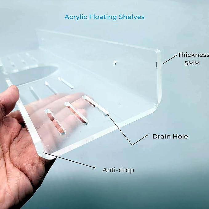 ROYALITA 17 Inch Acrylic Bathroom Shelf Organizer Over The Faucet, Bathroom Sink Rack Over The Sink Shelf, Countertop Organizer Kitchen Above Faucet