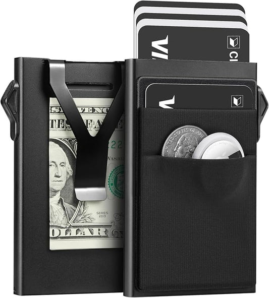 YESIIW Credit Card Holder Wallet for Men RFID Blocking Slim Minimalist Metal Wallet with Money Pocket Contactless Card Protector