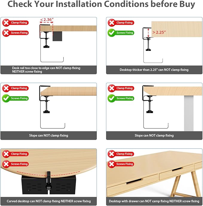 KEEGH 16'' Under Desk Cable Management Tray, No Drill Clamp/Screws Mount, Sturdy Metal Cable Tray for Place Power Strip, Cord Management Tray for Home Office, Gaming Desk, Standing Desk, 1 Pack, Black