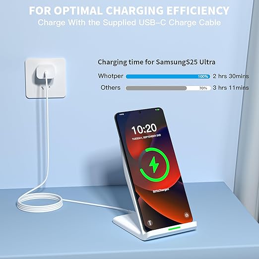 Wireless Charging Phone Stand,15W Fast Wireless Charger Station with 20W Adapter USBC Charger for Apple iPhone 17 Pro Max/17 Pro/Air/16/15/14/13,Samsung Galaxy S25 Ultra/S24/S23/S22/Z Flip Fold/Note20
