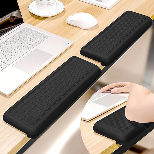 Rnivvi L-Shaped Desk Elbow Pad, 2-Pack Ergonomic Memory Foam Wrist Rest for Computer Keyboard, Office, Typing, Non-Slip Desk Edge Cushion Universal Fit, Forearm Rest Pad for Pain Relief Support, Black