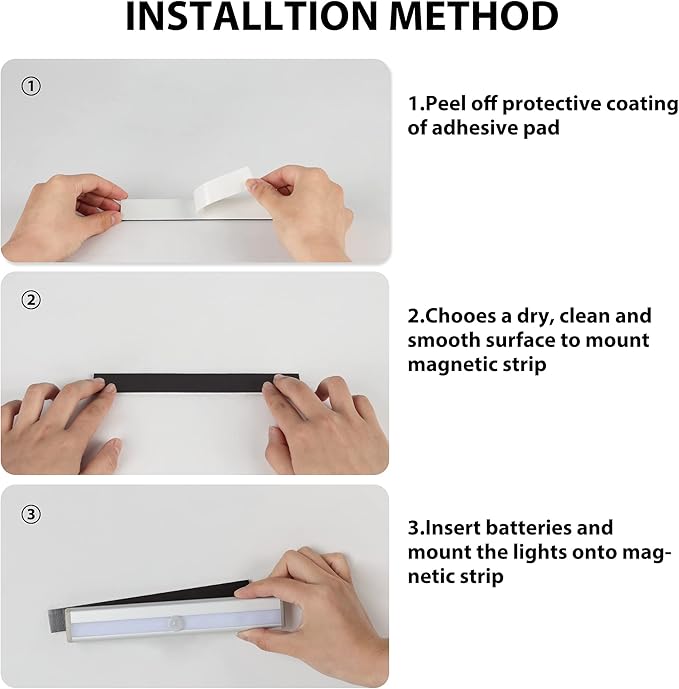 Under Cabinet Lights, 10LED Battery Motion Sensor Light Indoor Magnetic Stick-Anywhere Closet Lights for Stair Kitchen Wardrobe Hallway(6 Pack)