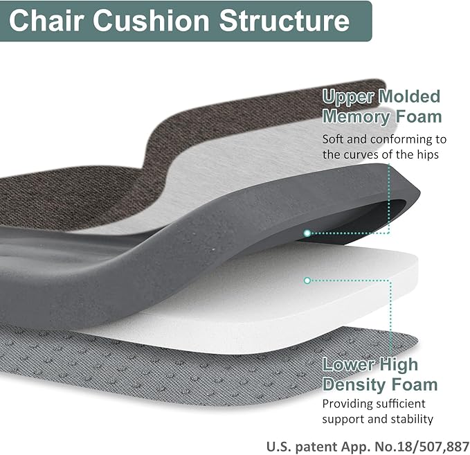 Shinnwa Seat Cushions for Dining Room Chairs 6 Pack, Patented Design Memory Foam Dining Chair Pads with Ties and Washable Cover, Set of 6, 17" x 16" x 2", Dark Brown