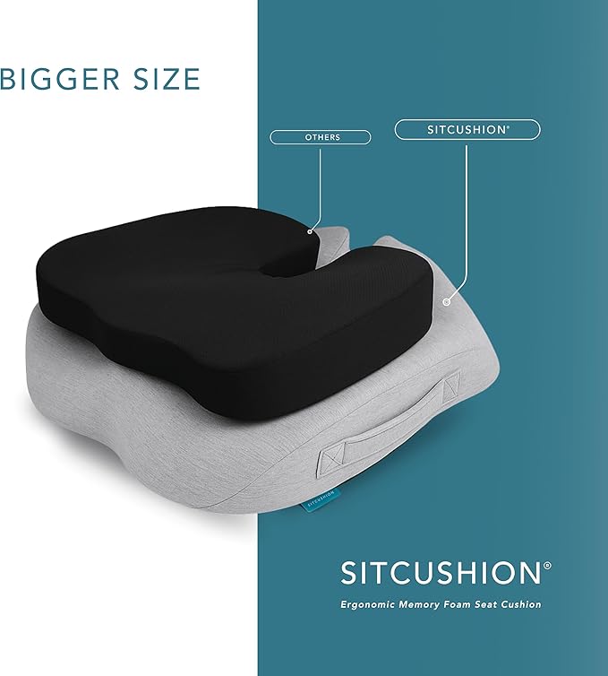 X Large Seat Cushions for Office Chairs, Car & Truck. Gaming Chair Seat Cushion and Sciatica Pain Relief Pillow for Back Pain. Orthopedic Coccyx Cushion for Tailbone Pain Relief (Original Black)