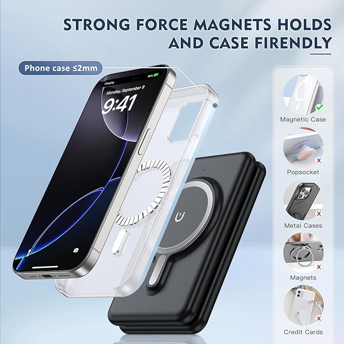 Wireless Charger iPhone - 3 in 1 Charging Station for Apple Devices for iPhone 17 16 15 14 13 12 Pro Max Plus - Foldable Magnetic Charging Pad for Apple Watch Series & Airpods Series