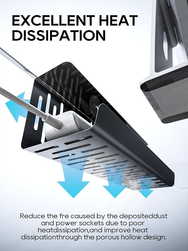 NODOCA No Drill Under Desk Cable Management Tray, 14'' Wire Management, Punch-Free Clamp on, Metal Cable Tray, Wire Organizer Under Desk, Under Desk Basket for Office and Home, Black