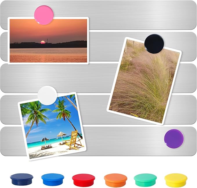 Magnetic Board Frameless Stainless Iron Board Strips Magnetic Strips with Adhesive Backing Magnet Board Magnetic Bulletin Board Bar Memo Board with 10pcs Colorful Magnets for Home Office (5PCS)