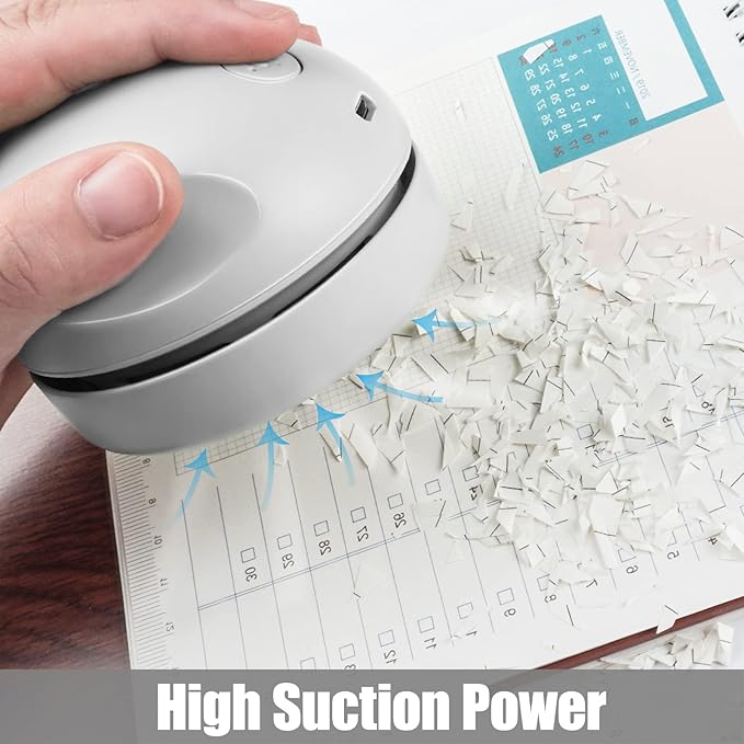 prowithlin Desktop Vacuum Cleaner USB Charging with Vacuum Nozzle Cleaning Brush, Detachable Design & Portable Mini Table Dust Vaccum Cleaners, Cleaning Dust, Crumbs, Piano, Computer, Car Etc(Gray)