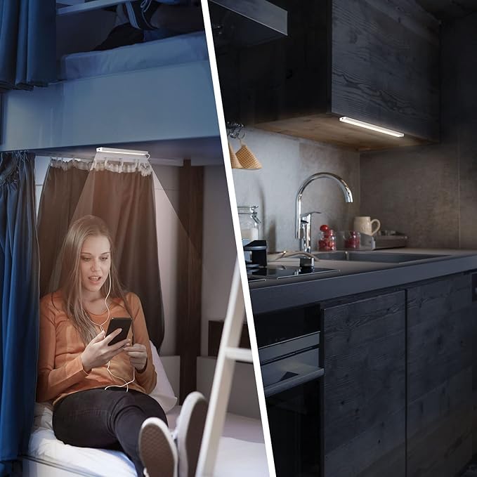 12 Inch Under Cabinet Light, Closet Light - Magnetic & Stick Mount, Flicker-Free Eye-Care Lighting, USB Powered Bright Lights for Kitchen, Room,Shelf (AC Adapter Included)