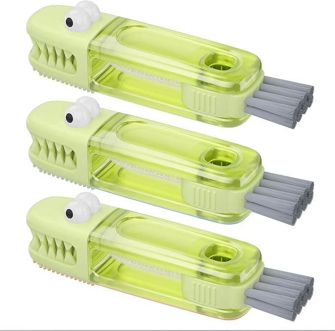 3 in 1 Cup Lid Gap Cleaning Brush Set, Multifunctional Bottle Cleaning Brush, Silicone Cup Lid Gap Cleaner, Home Kitchen Crevice Cleaning Tools (Green)