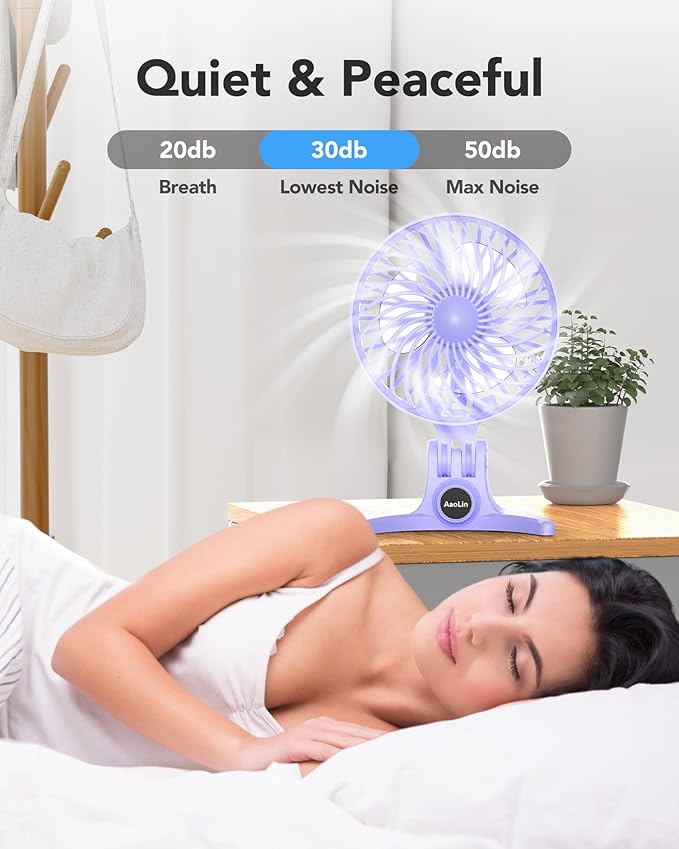 USB Desk Fan, Small Fans with CVT Variable Speeds, Strong Cooling Airflow, Quiet Portable, Desktop Mini Personal Table Fan for Room, Home, Office, Bedroom, Purple