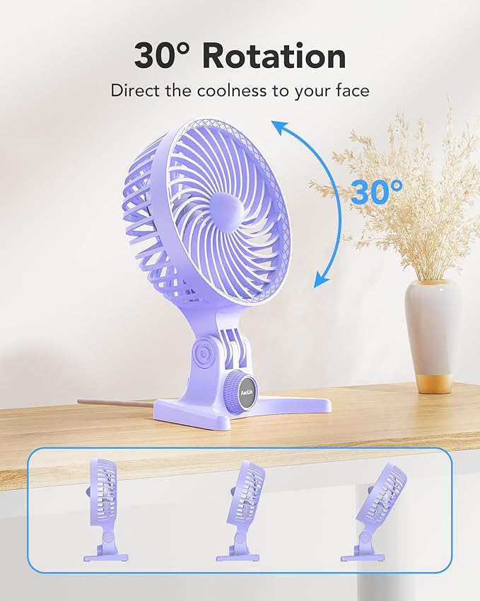 USB Desk Fan, Small Fans with CVT Variable Speeds, Strong Cooling Airflow, Quiet Portable, Desktop Mini Personal Table Fan for Room, Home, Office, Bedroom, Purple