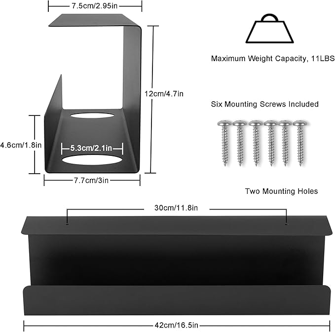ZhiYo Under Desk Cable Management Tray 16.5 Inch, 2 Pack Sturdy Metal Cable Tray, Desk Cord Management, Under Table Cord Organizer Basket, Wire Raceway, Black