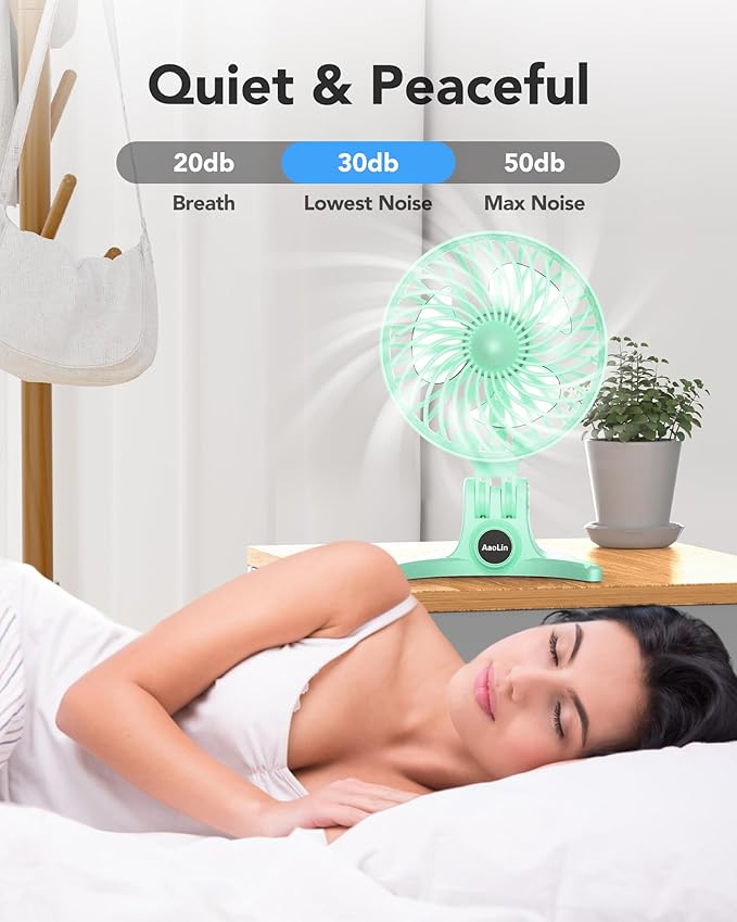 USB Desk Fan, Small Fans with CVT Variable Speeds, Strong Cooling Airflow, Quiet Portable, Desktop Mini Personal Table Fan for Room, Home, Office, Bedroom, Green